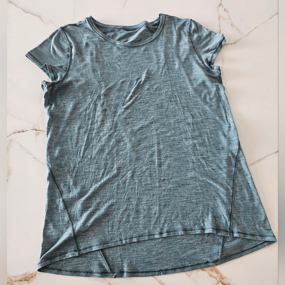 LULULEMON Another Mile Short Sleeve Running Shirt Green Size 10?